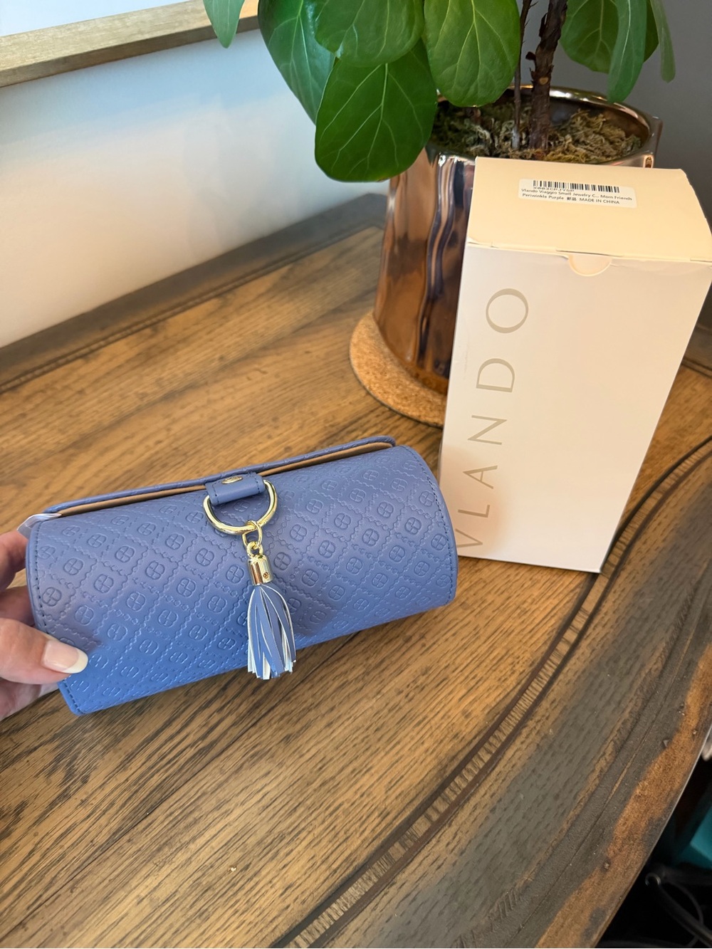 Women's Lavender Tassel travel jewelry case
